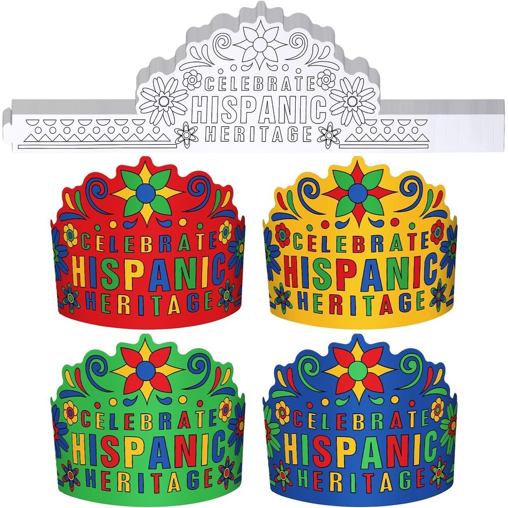 5069 144 Pcs Color Your Own Hispanic Heritage Crowns DIY Paper Craft Kits